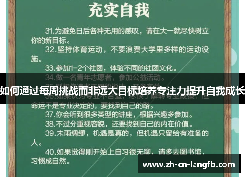 如何通过每周挑战而非远大目标培养专注力提升自我成长 如何通过每周挑战而非远大目标培养专注力提升自我成长